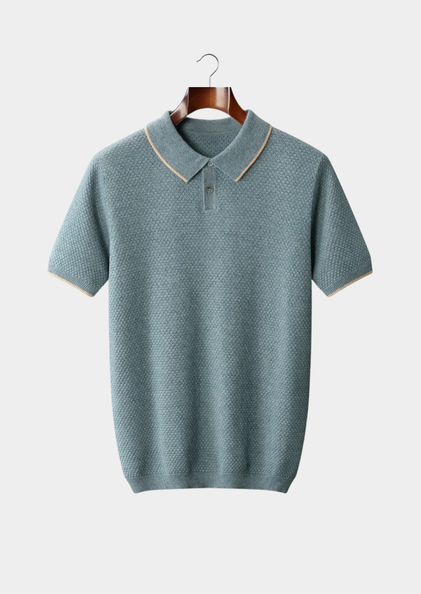 PREMIUM CASHMERE SEA BLUE TWO-TONE POLO