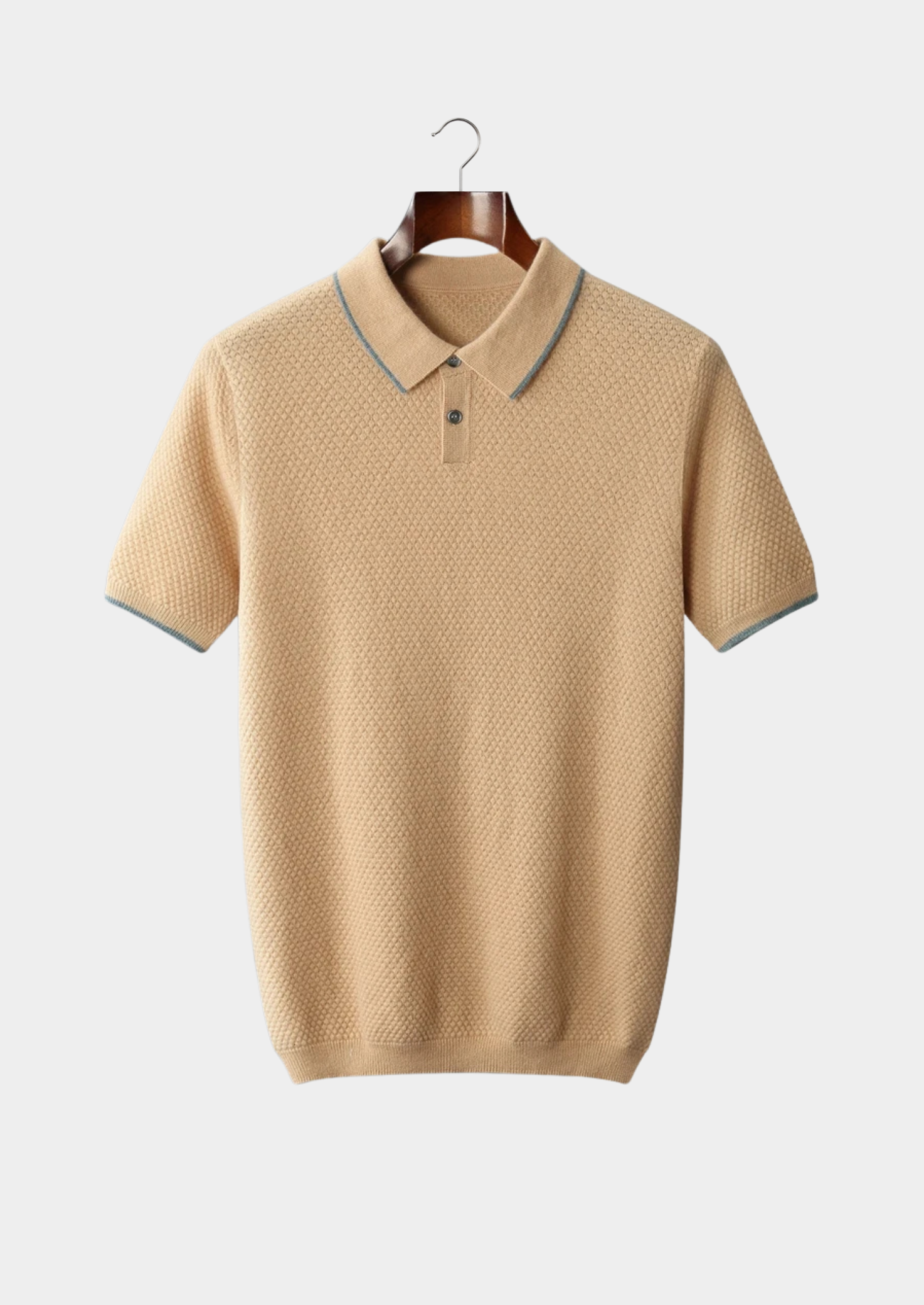 PREMIUM CASHMERE MUSTARD TWO-TONE POLO
