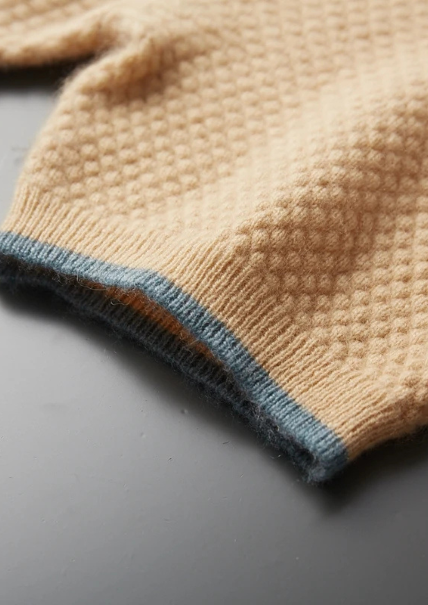 PREMIUM CASHMERE MUSTARD TWO-TONE POLO