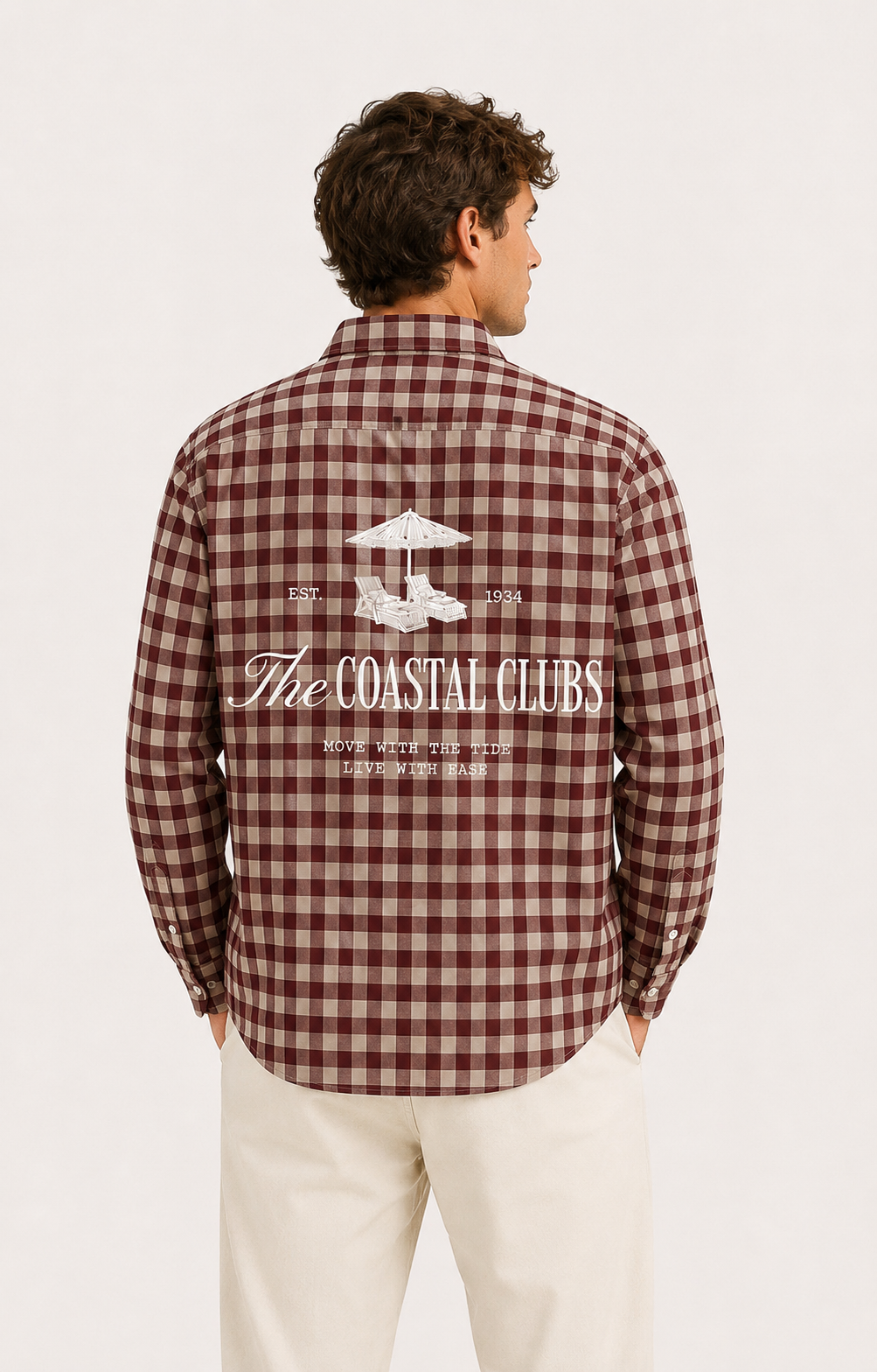 Portofino Coastal Check Shirt – Burgundy