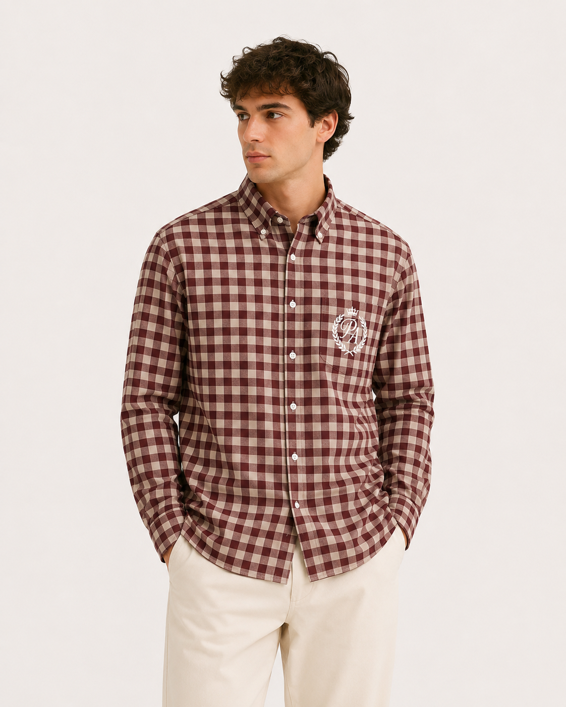 Portofino Coastal Check Shirt – Burgundy