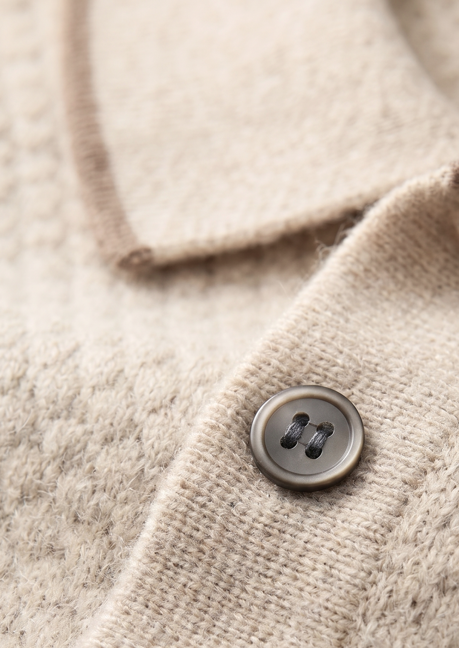PREMIUM CASHMERE IVORY TWO-TONE POLO