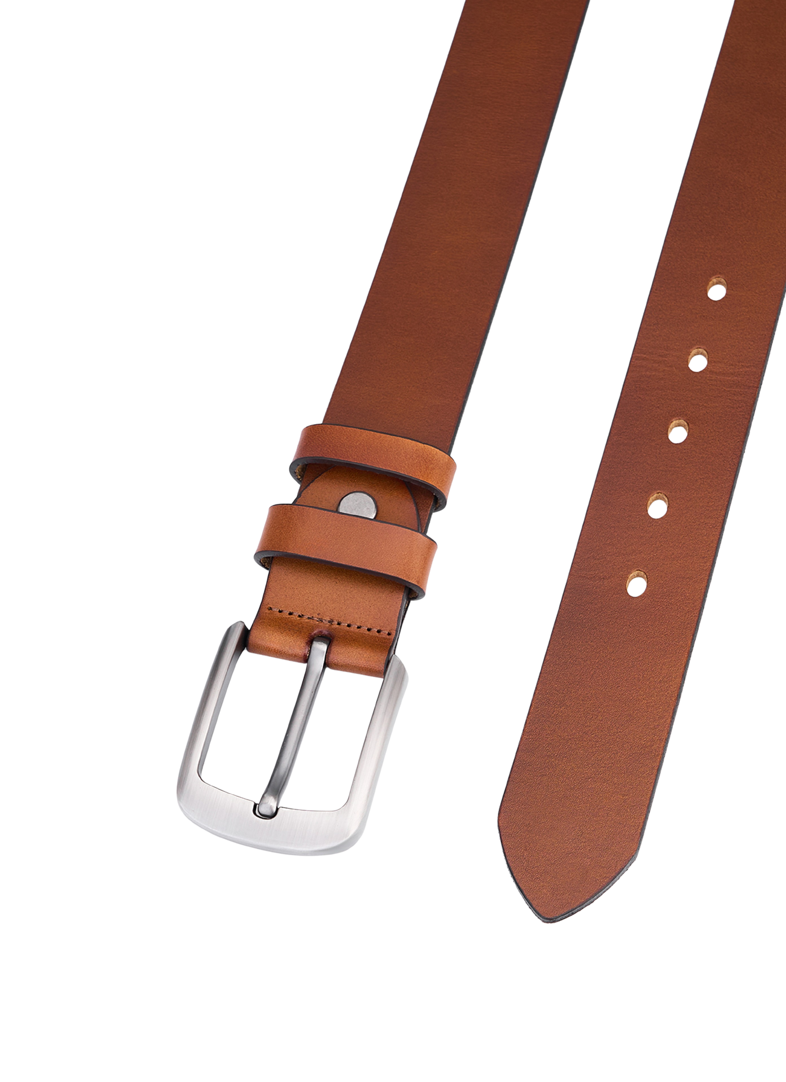 Hoogwaardige Rundleer Riem - Volledig Leer - Cognac - Lederen Broekriem - Duurzame Riemen Heren