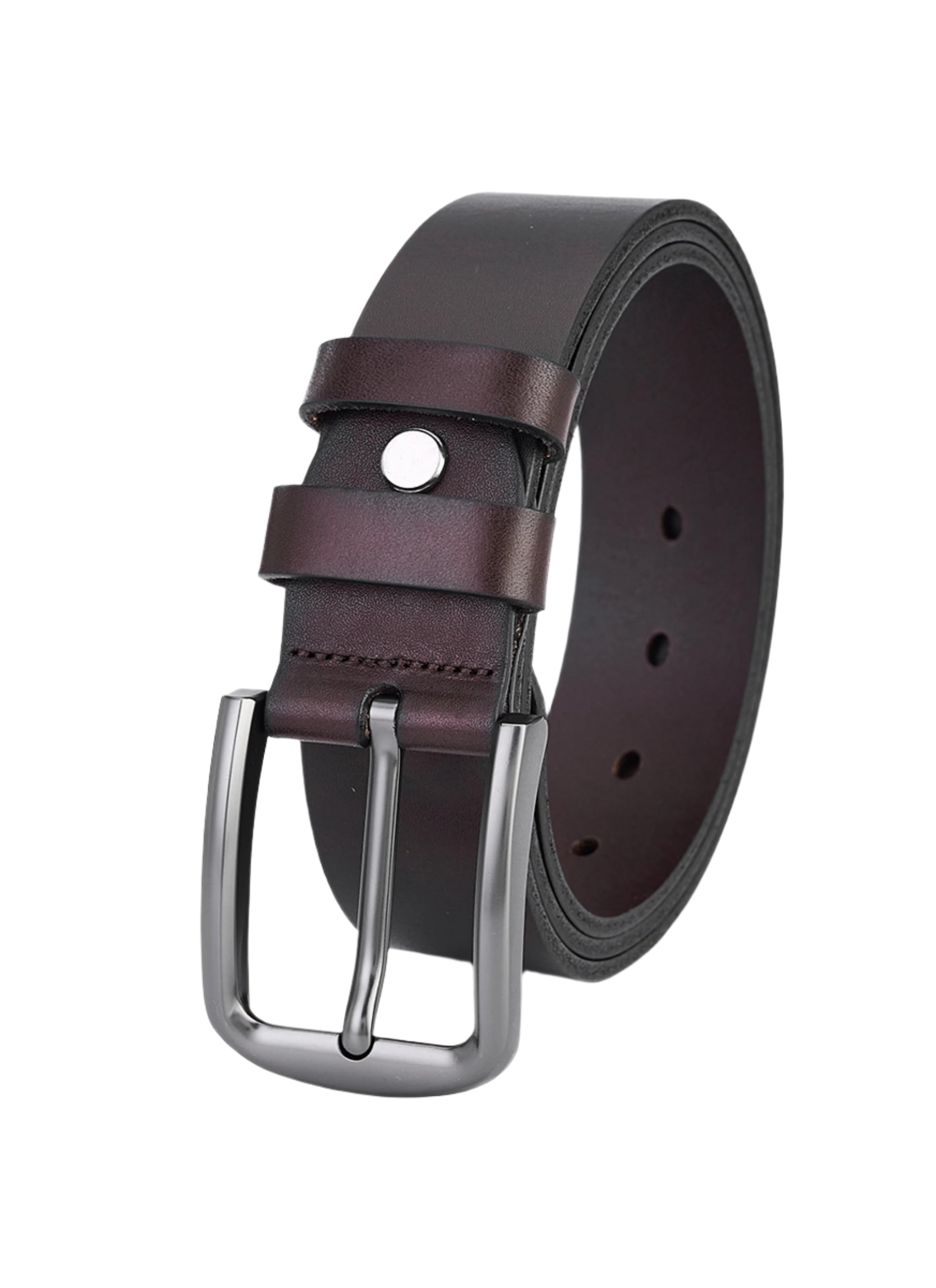 Hoogwaardige Rundleer Riem - Volledig Leer - Donker Bruin - Duurzaam - Premium Lederen Broekriem - Luxe Riemen Heren