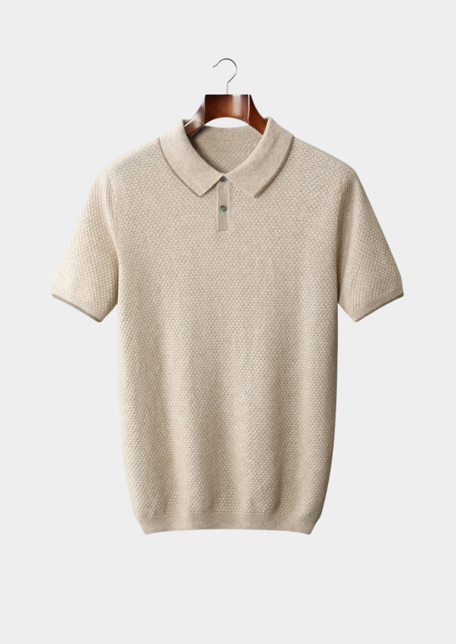 PREMIUM CASHMERE IVORY TWO-TONE POLO