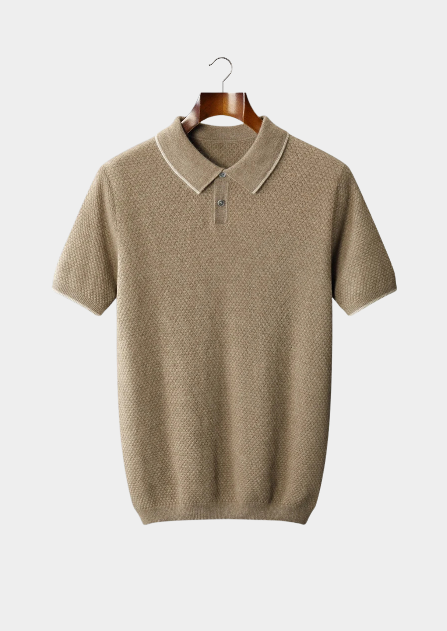 PREMIUM CASHMERE BEIGE TWO-TONE POLO