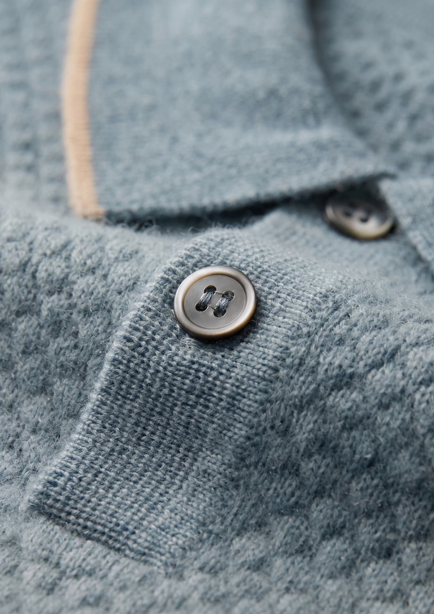 PREMIUM CASHMERE SEA BLUE TWO-TONE POLO