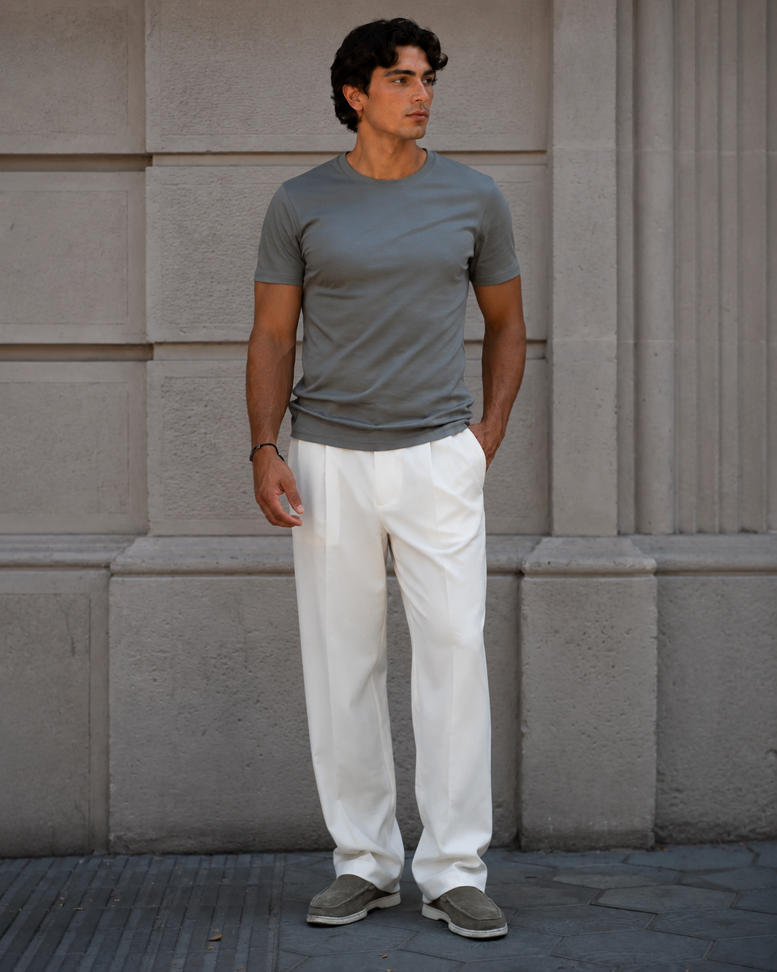 Fender Straight Pants | Beige